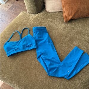 Lululemon Poolside Blue Sports Bra and Leggings Set